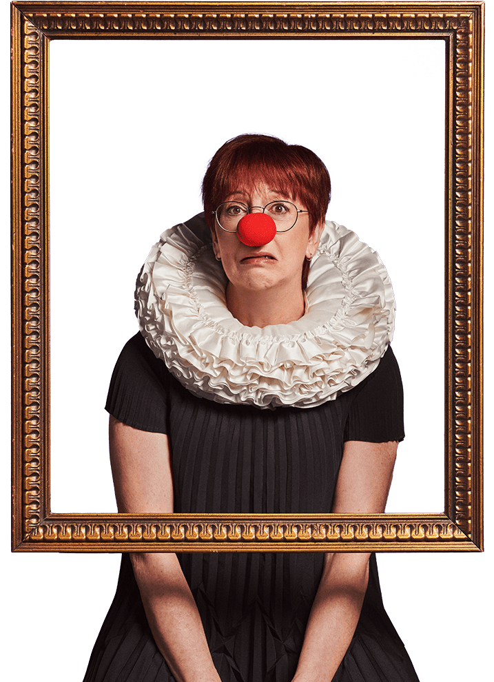 Portrait de Chantal Lamarre déguisée en clown