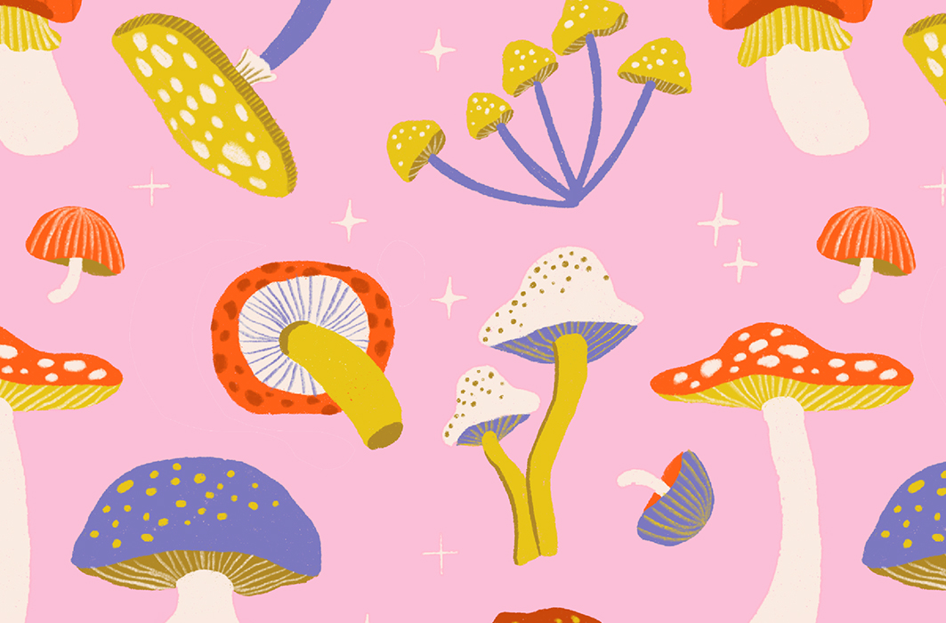 Magic mushrooms, motif, Anne-Julie Dudemaine