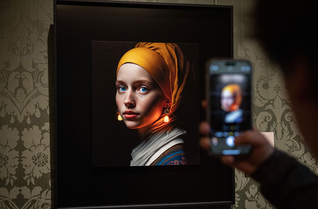 Une œuvre dans la style de Vermeer générée à l'aide d'une intelligence artificielle.