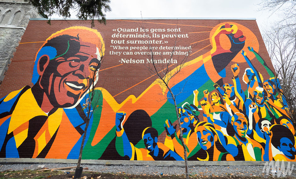 La murale de Franco Égalité en hommage à Nelson Mandela à Montréal.