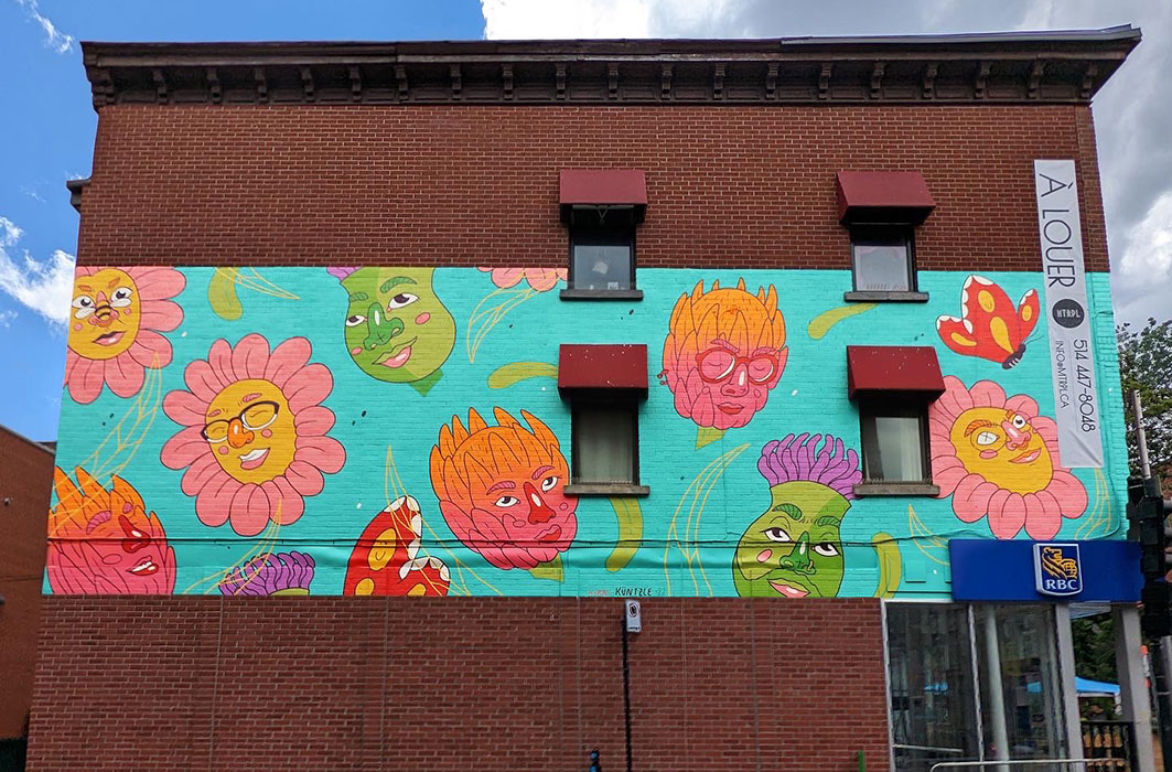 Murale réalisée par l'artiste à Montréal.