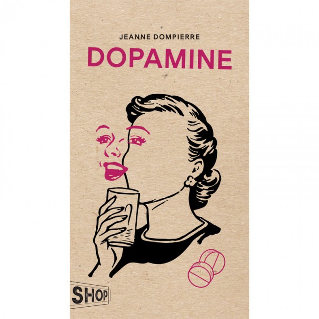 Une femme tenant un verre d'eau sur la couverture du roman Dopamine